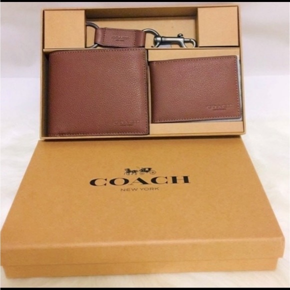 NWT Coach Men’s Brown 3 in 1 boxed Wallet Gift set - Picture 2 of 7